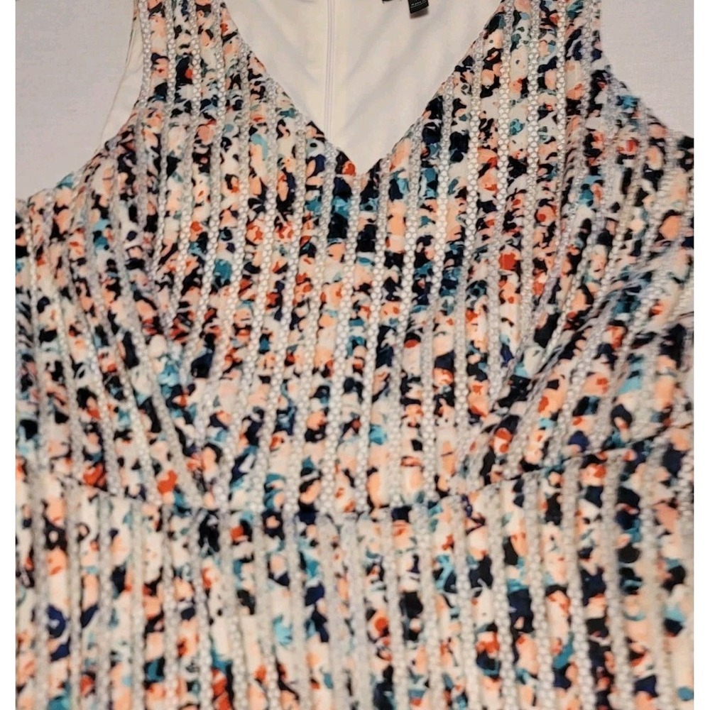 Apartment 9 Size 10 Mesh Fit & Flare Dress Lined Sleeveless V-Neck Career - Picture 5 of 13